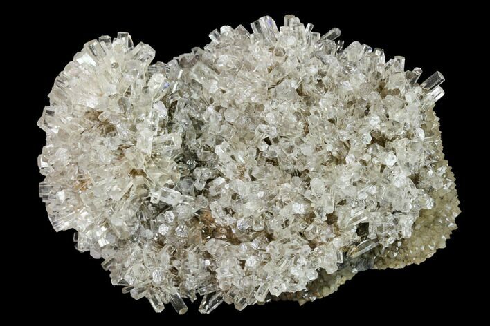 Transparent Columnar Calcite Crystal Cluster on Quartz - China #164010
